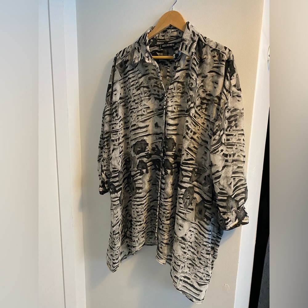 Religion Long Sheer Flowy Blouse